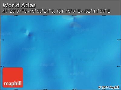 Physical Map of the Area around 46° 9' 26" S, 152° 13' 29" E