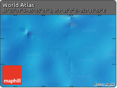 Physical Map of the Area around 46° 9' 26" S, 152° 13' 29" E