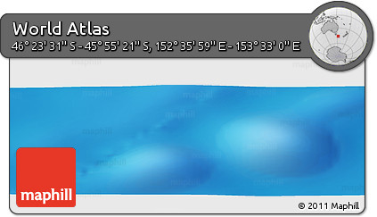Physical Panoramic Map of the Area around 46° 9' 26" S, 153° 4' 29" E