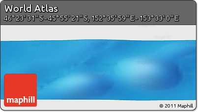 Physical Panoramic Map of the Area around 46° 9' 26" S, 153° 4' 29" E
