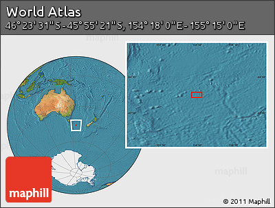 Satellite Location Map of the Area around 46° 9' 26" S, 154° 46' 30" E