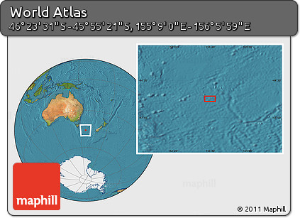 Satellite Location Map of the Area around 46° 9' 26" S, 155° 37' 30" E