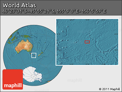 Satellite Location Map of the Area around 46° 9' 26" S, 155° 37' 30" E