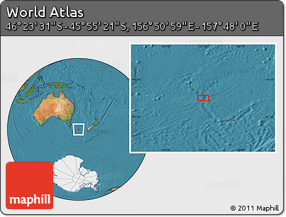 Satellite Location Map of the Area around 46° 9' 26" S, 157° 19' 29" E