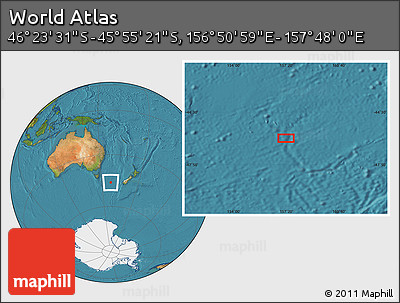 Satellite Location Map of the Area around 46° 9' 26" S, 157° 19' 29" E