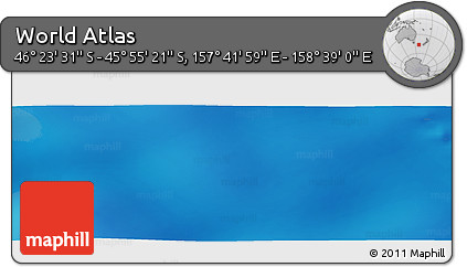 Physical Panoramic Map of the Area around 46° 9' 26" S, 158° 10' 30" E