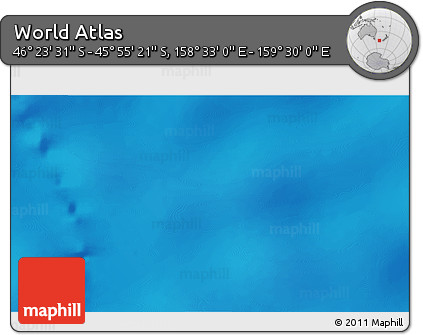 Shaded Relief 3D Map of the Area around 46° 9' 26" S, 159° 1' 30" E