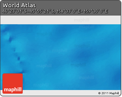 Shaded Relief 3D Map of the Area around 46° 9' 26" S, 159° 1' 30" E