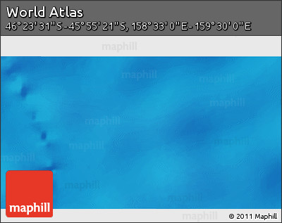 Shaded Relief 3D Map of the Area around 46° 9' 26" S, 159° 1' 30" E
