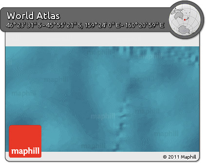 Satellite 3D Map of the Area around 46° 9' 26" S, 159° 52' 30" E