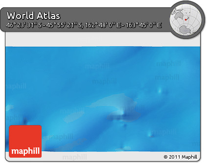 Shaded Relief 3D Map of the Area around 46° 9' 26" S, 163° 16' 30" E