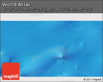 Shaded Relief 3D Map of the Area around 46° 9' 26" S, 163° 16' 30" E