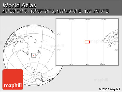 Blank Location Map of the Area around 46° 9' 26" S, 163° 16' 30" E