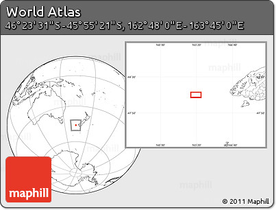 Blank Location Map of the Area around 46° 9' 26" S, 163° 16' 30" E