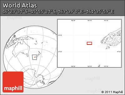 Blank Location Map of the Area around 46° 9' 26" S, 164° 7' 30" E