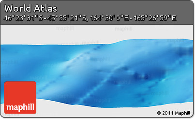 Physical Panoramic Map of the Area around 46° 9' 26" S, 164° 58' 29" E