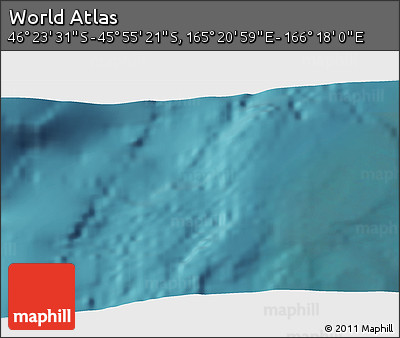 Satellite 3D Map of the Area around 46° 9' 26" S, 165° 49' 29" E