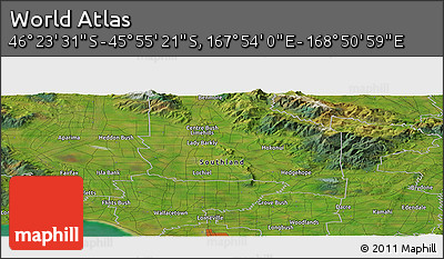 Satellite Panoramic Map of the Area around 46° 9' 26" S, 168° 22' 30" E