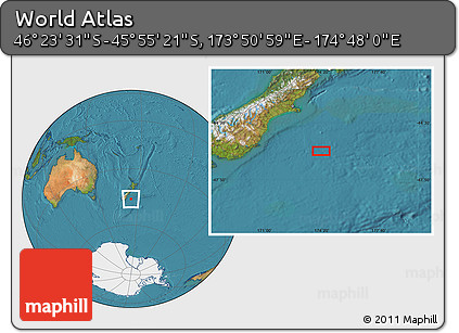 Satellite Location Map of the Area around 46° 9' 26" S, 174° 19' 29" E