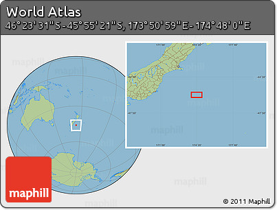Savanna Style Location Map of the Area around 46° 9' 26" S, 174° 19' 29" E