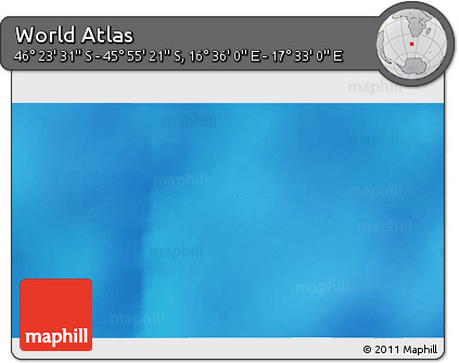 Shaded Relief 3D Map of the Area around 46° 9' 26" S, 17° 4' 30" E