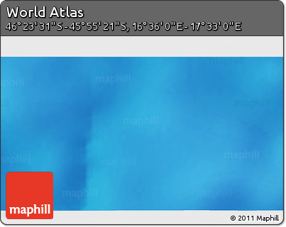 Shaded Relief 3D Map of the Area around 46° 9' 26" S, 17° 4' 30" E