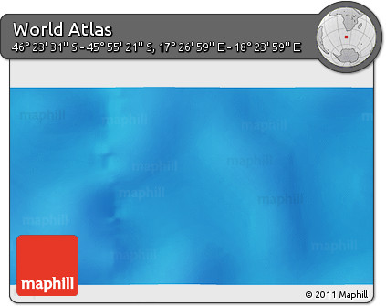 Physical 3D Map of the Area around 46° 9' 26" S, 17° 55' 29" E