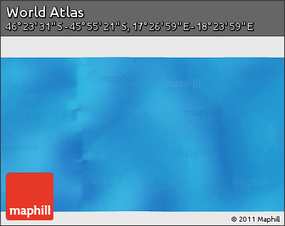 Physical 3D Map of the Area around 46° 9' 26" S, 17° 55' 29" E