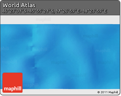 Physical 3D Map of the Area around 46° 9' 26" S, 17° 55' 29" E