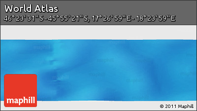 Physical Panoramic Map of the Area around 46° 9' 26" S, 17° 55' 29" E
