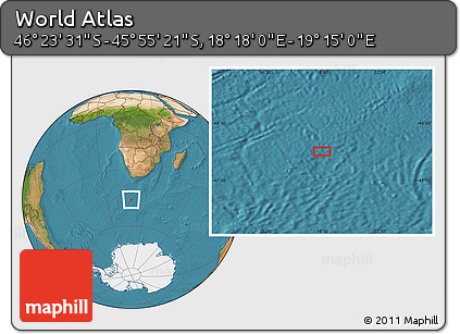 Satellite Location Map of the Area around 46° 9' 26" S, 18° 46' 29" E
