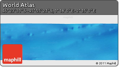 Physical Panoramic Map of the Area around 46° 9' 26" S, 1° 46' 29" E