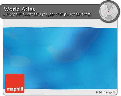 Physical 3D Map of the Area around 46° 9' 26" S, 20° 28' 30" E