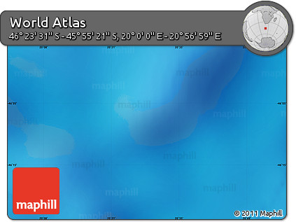 Physical Map of the Area around 46° 9' 26" S, 20° 28' 30" E