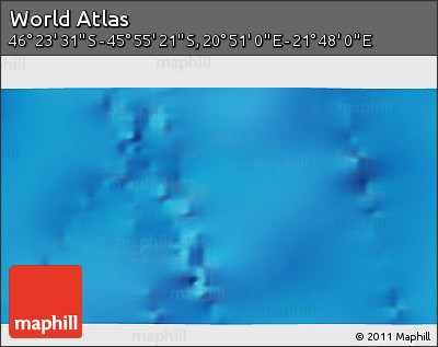 Physical 3D Map of the Area around 46° 9' 26" S, 21° 19' 30" E