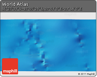 Physical 3D Map of the Area around 46° 9' 26" S, 21° 19' 30" E