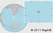 Gray Location Map of the area around 46° 9' 26" S, 21° 19' 30" E