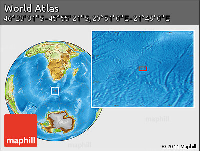 Physical Location Map of the Area around 46° 9' 26" S, 21° 19' 30" E