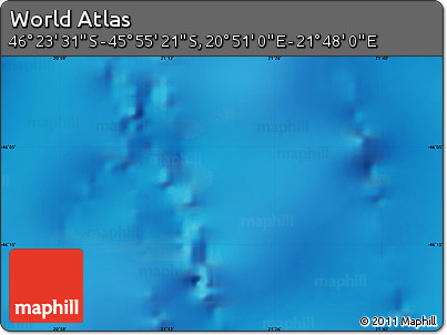 Physical Map of the Area around 46° 9' 26" S, 21° 19' 30" E