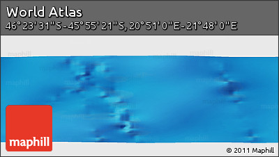 Physical Panoramic Map of the Area around 46° 9' 26" S, 21° 19' 30" E