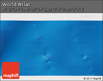 Physical 3D Map of the Area around 46° 9' 26" S, 25° 34' 30" E
