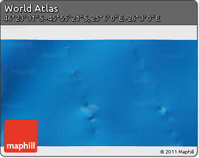 Physical 3D Map of the Area around 46° 9' 26" S, 25° 34' 30" E
