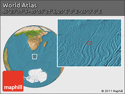 Satellite Location Map of the Area around 46° 9' 26" S, 25° 34' 30" E