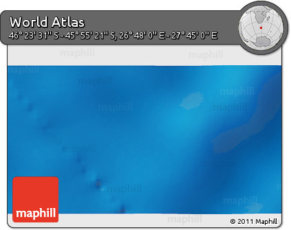Shaded Relief 3D Map of the Area around 46° 9' 26" S, 27° 16' 29" E
