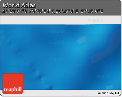 Shaded Relief 3D Map of the Area around 46° 9' 26" S, 27° 16' 29" E