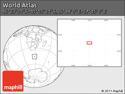 Blank Location Map of the Area around 46° 9' 26" S, 27° 16' 29" E