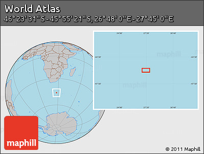 Gray Location Map of the Area around 46° 9' 26" S, 27° 16' 29" E