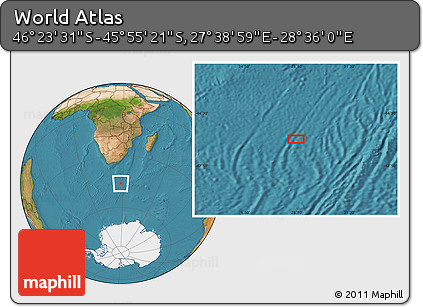 Satellite Location Map of the Area around 46° 9' 26" S, 28° 7' 30" E