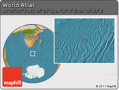Satellite Location Map of the Area around 46° 9' 26" S, 28° 58' 30" E