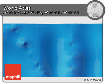 Physical 3D Map of the Area around 46° 9' 26" S, 29° 49' 30" E
